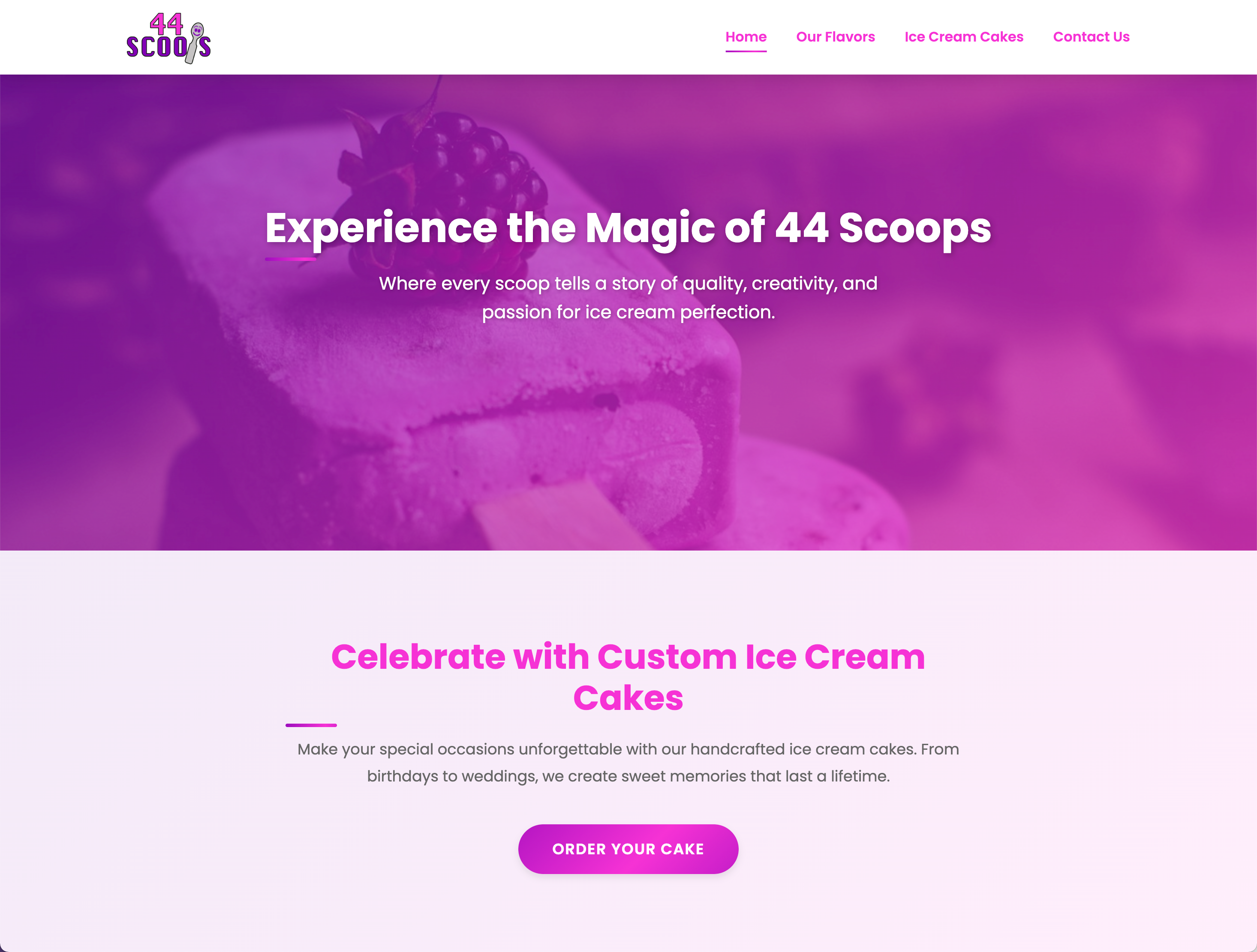 44 Scoops Order Cake Call-to-Action